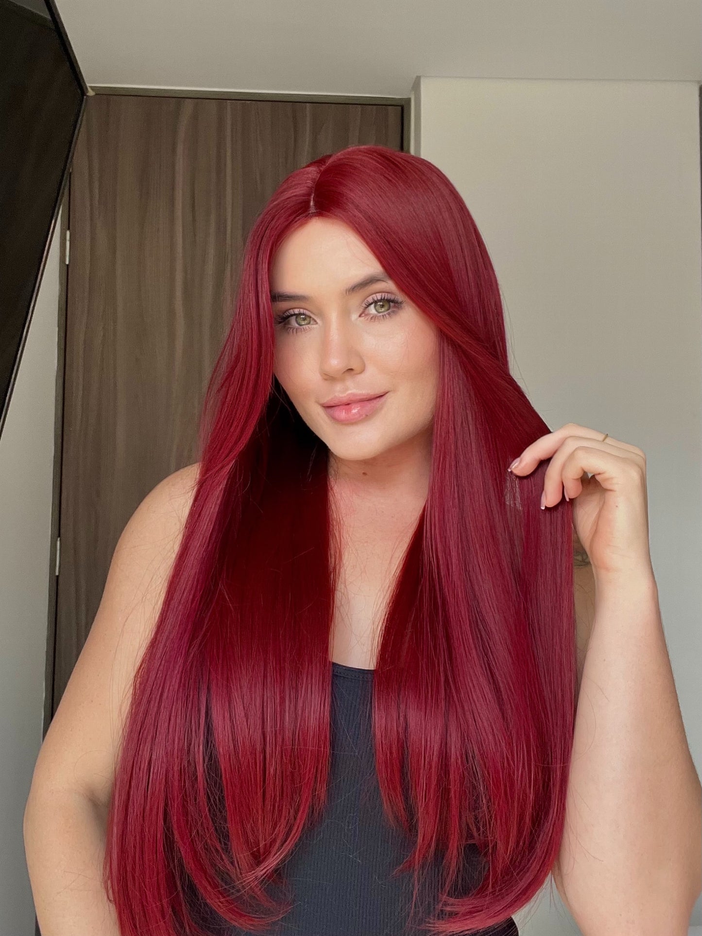 🌕 Peluca Roja Lacia Larga – Colección Lunaria ❤️🔥✨